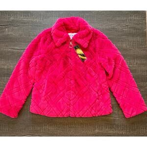 Issac Mizrahi Live x Selma Blair Faux Fur Magnetic Zip Jacket, Pink, Size XS NWT